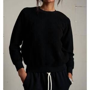 NEW PERFECTWHITETEE ziggy reverse fleece shrunken sweatshirt in black